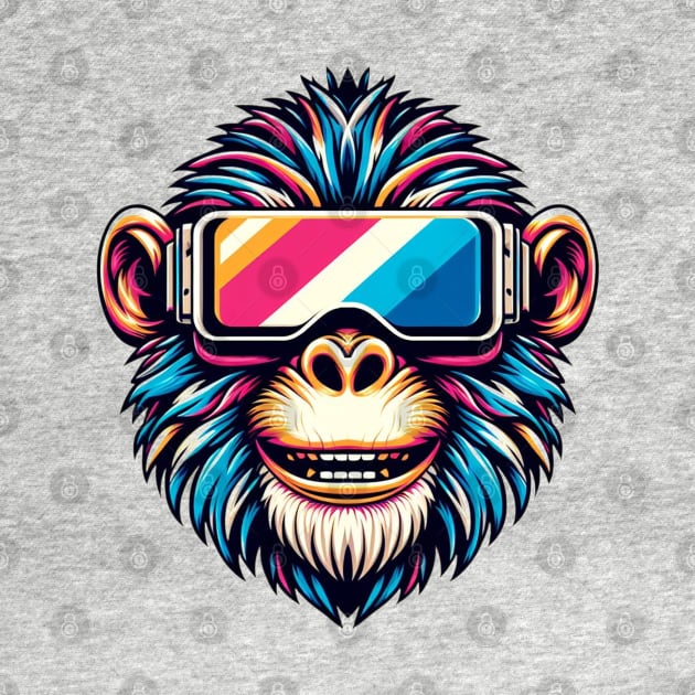 Monkey wearing VR eyeglasses by grappict